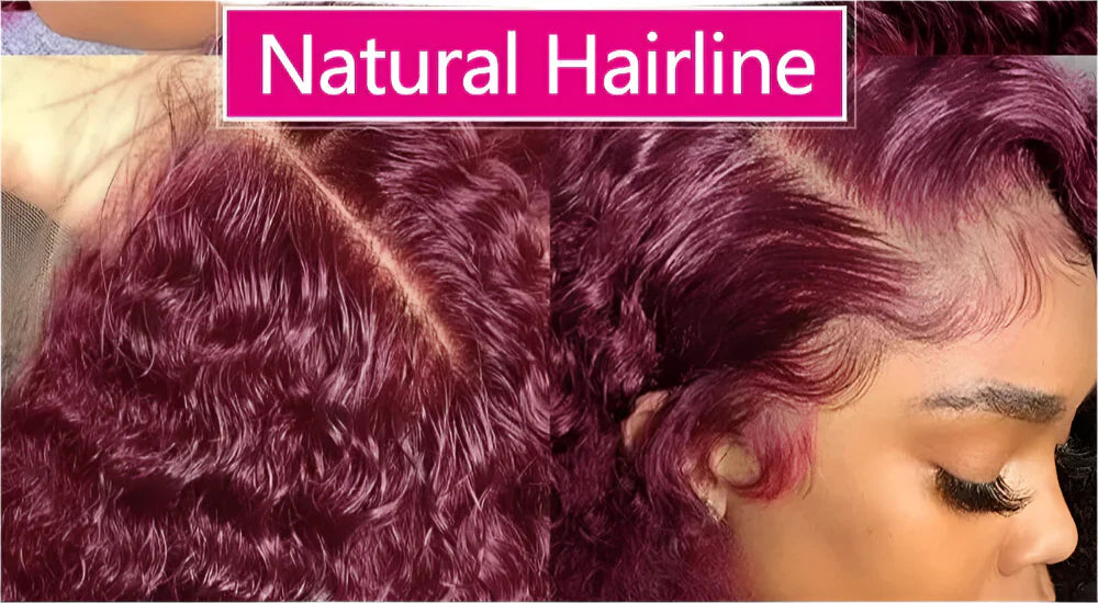 30" Curly Burgundy & Chocolate Brown 13x6 HD Lace Frontal Wig | 99J Colored Human Hair Wig for Women | Deep Wave