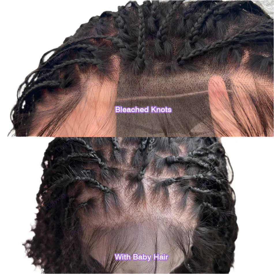 26"+ Boho Knotless Braids Ponytail Wig | HD Full Lace | Human Hair | 300% Density | Baby Hair