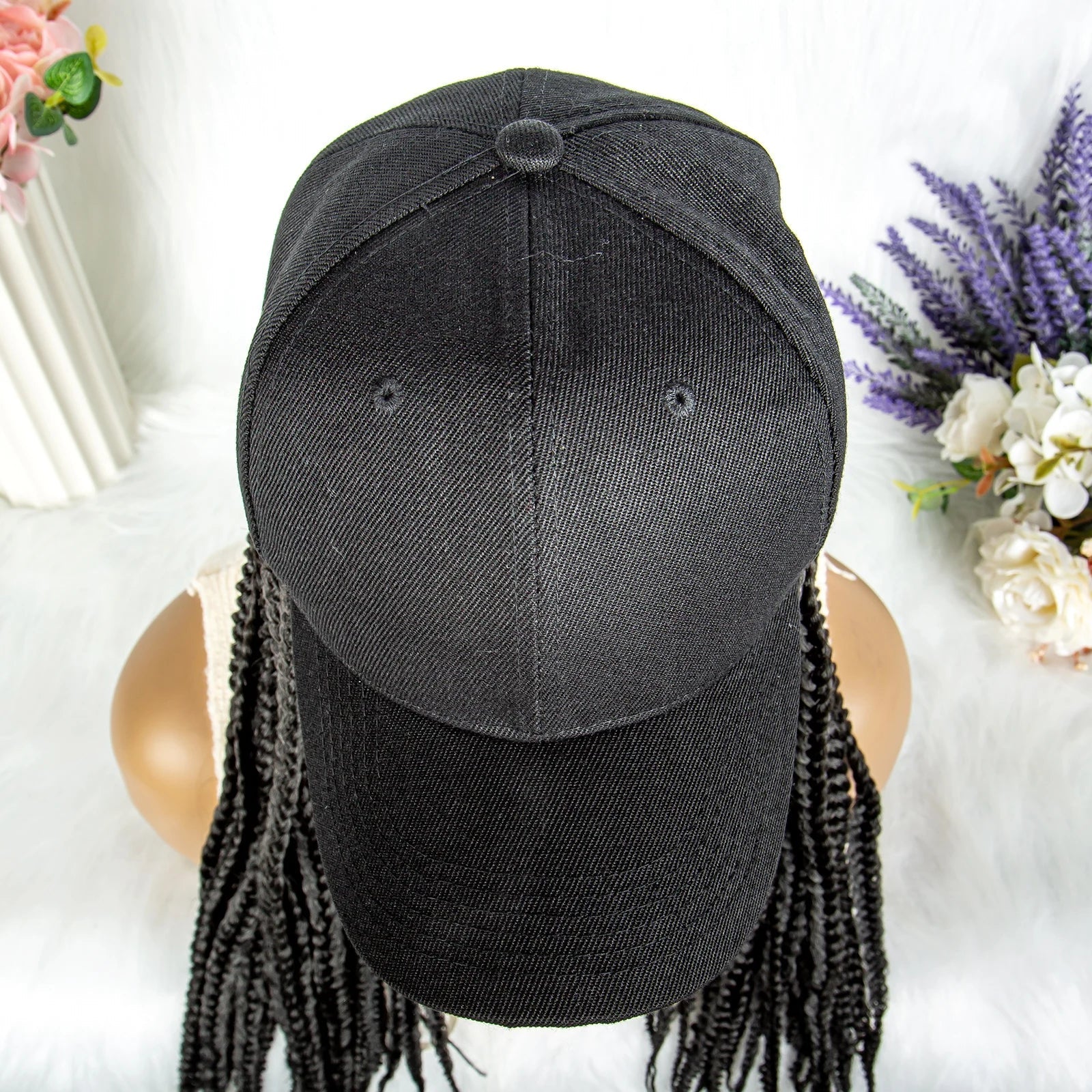 20" Box Braids Baseball Cap Wig | Afro Black Women | Adjustable Hat Wig