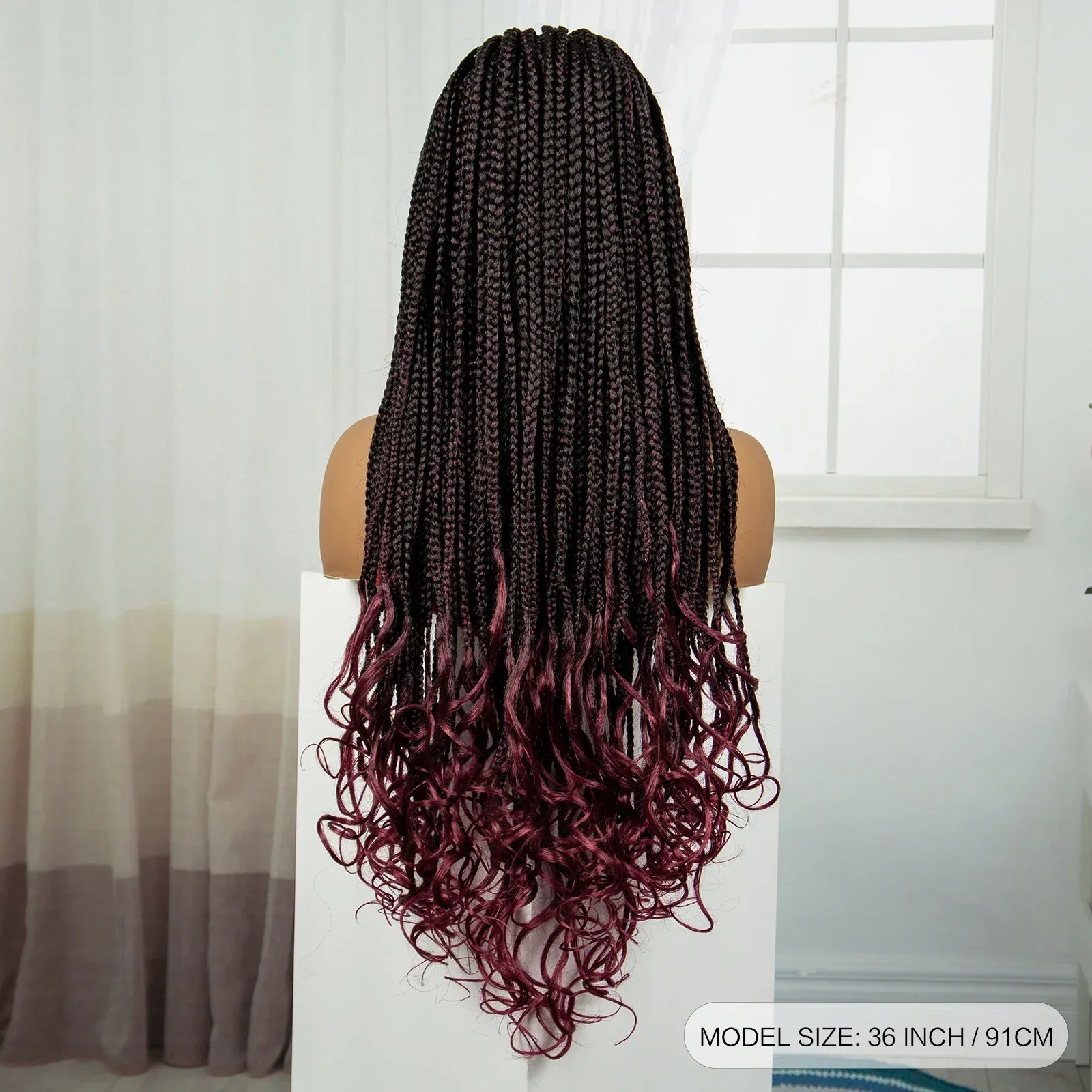 36" Knotless Box Braids Wig with Wavy Ends | Blended Braids | Lace Front