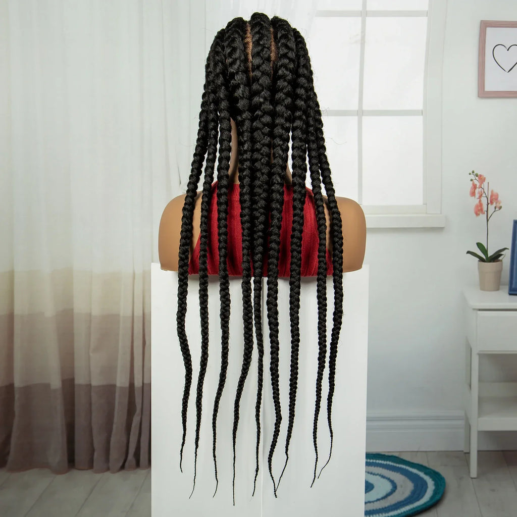 32" Natural Cornrow Knotless Braids Wig | Full Lace | Baby Hair