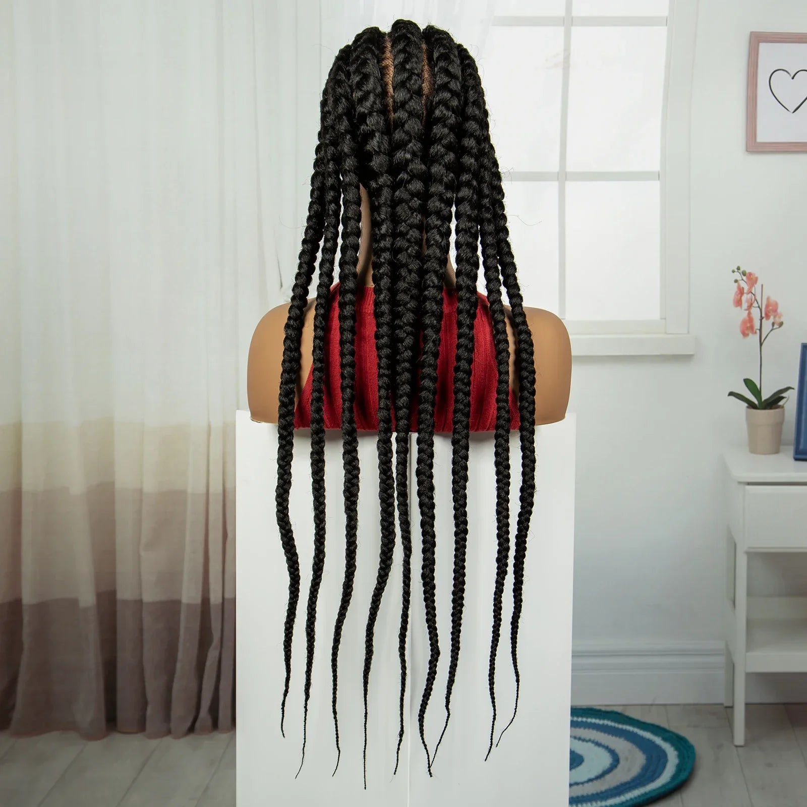 32" Natural Cornrow Knotless Braids Wig | Full Lace | Baby Hair