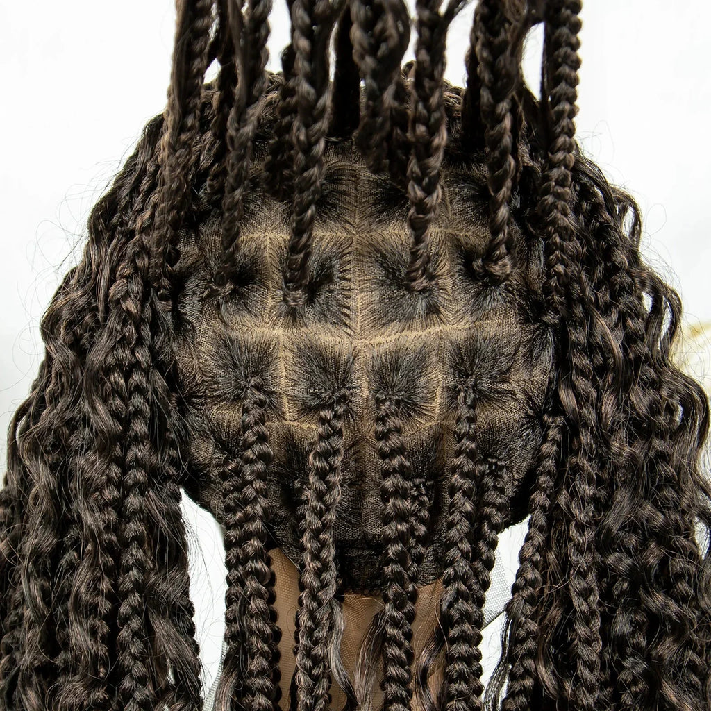 32" Natural Boho Knotless Braids Wig | HD Lace Front | Baby Hair | Synthetic