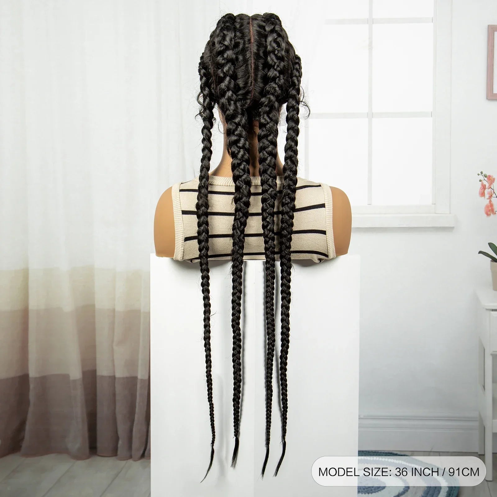 36" Natural Cornrow Braids Wig | Lace Front | Baby Hair | Long Braids