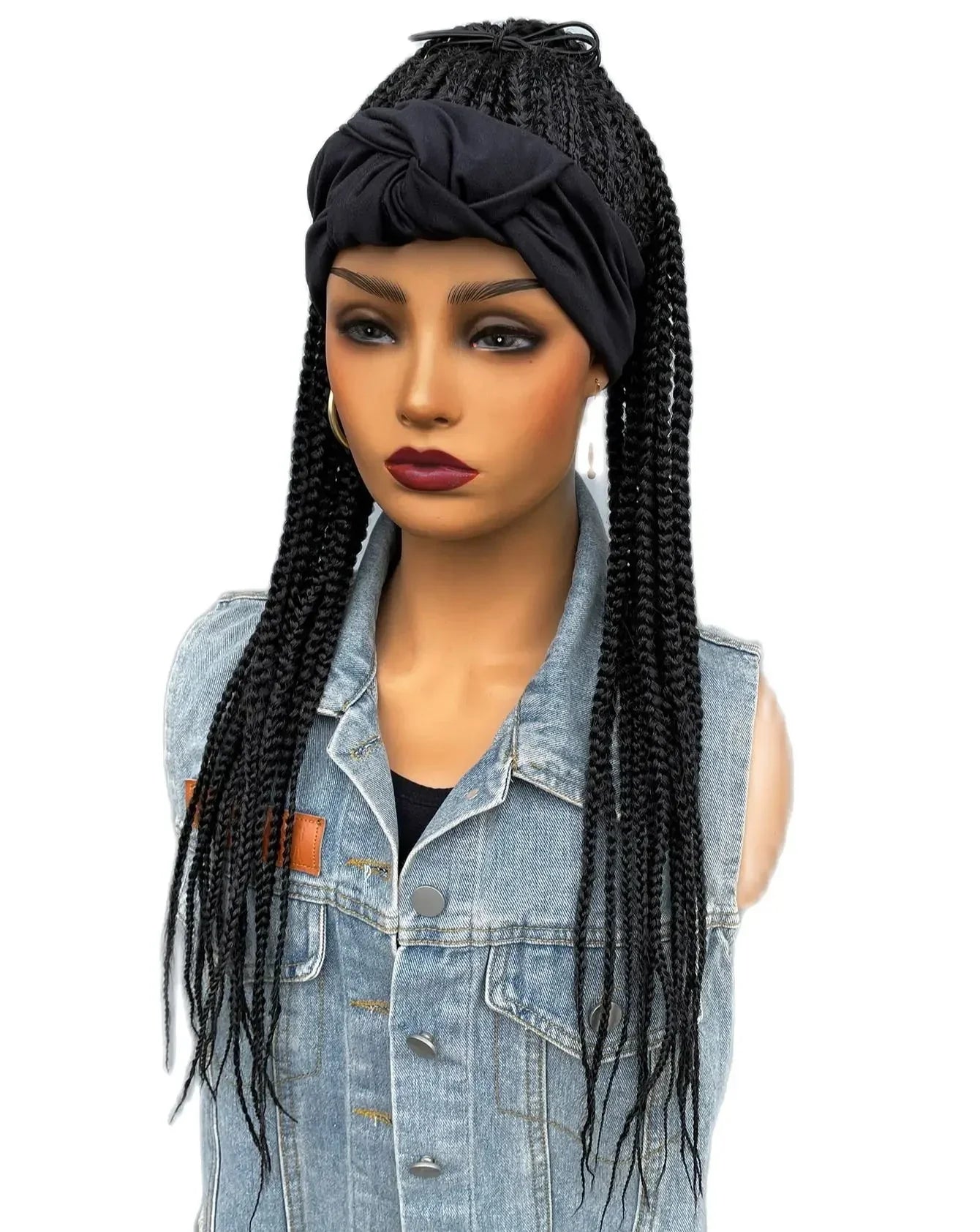 26" Twist Cornrow Headband Wig | Crochet Braids | Long Straight Synthetic