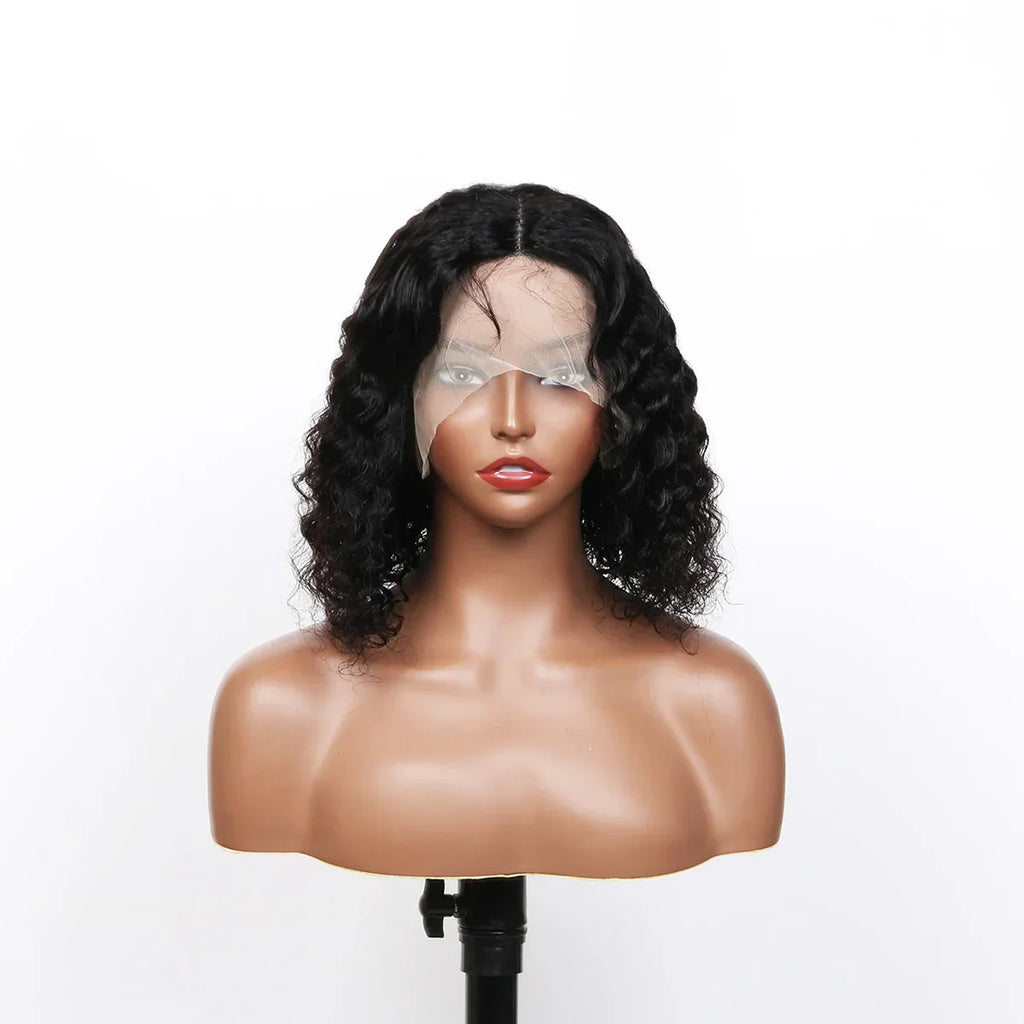 80% Density Deep Wave Bob Wig | 13x4 Lace Front | Pre-Plucked | Brazilian Remy Hair