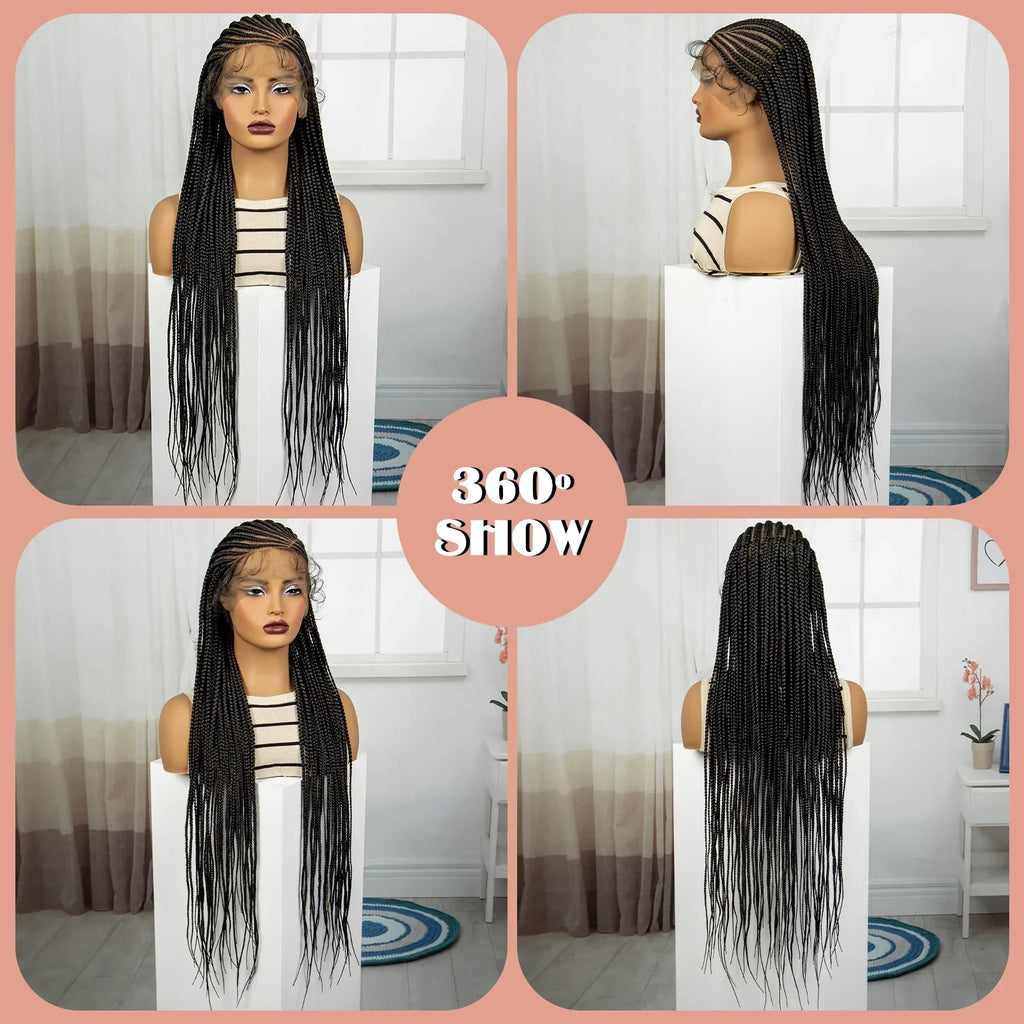 36" Knotless Cornrow Braids Wig | Full Lace | Baby Hair | Black Women