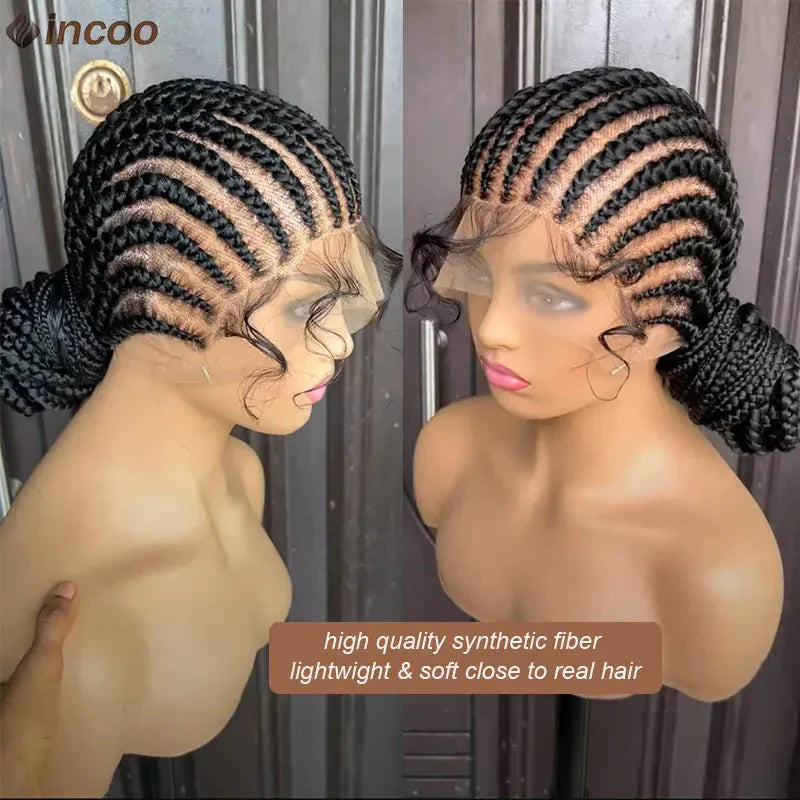 36" Twist Braids Lace Front Wig | Cornrow & Dutch Braids | Baby Hair | Synthetic Full Lace Wig