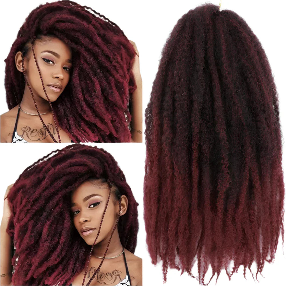 18" Marley Twist Braiding Hair | Crochet Braids | Afro Twist Kinky Hair Extensions | Ombre Colors | 30 Strands/Pack