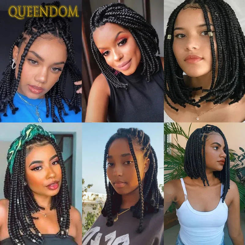 12" Short Bob Knotless Braids Wig | 360 Full Lace | Cornrows | Baby Hair | Synthetic