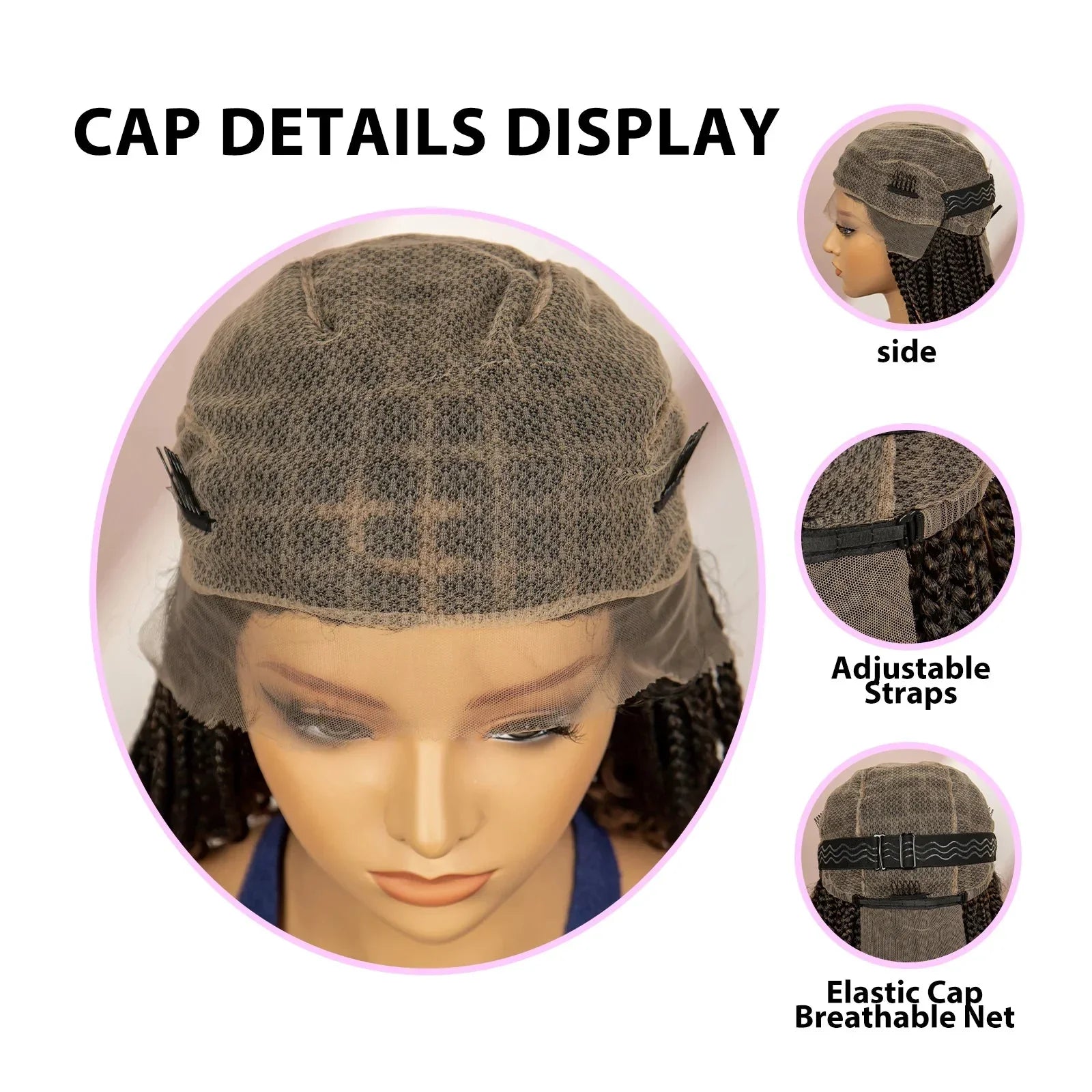 16" Short Brown Box Braided Full Lace Wig | Curly Ends | African Braids | Black Women