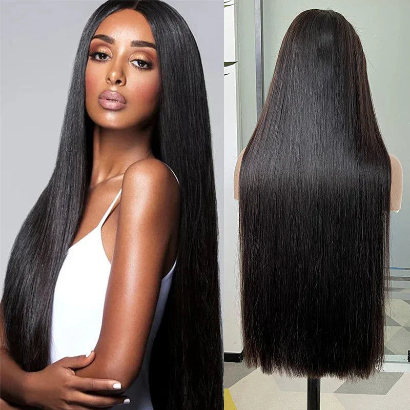 250% Density HD Lace Frontal Wig | Super Double Drawn Straight Virgin Human Hair | Natural Black