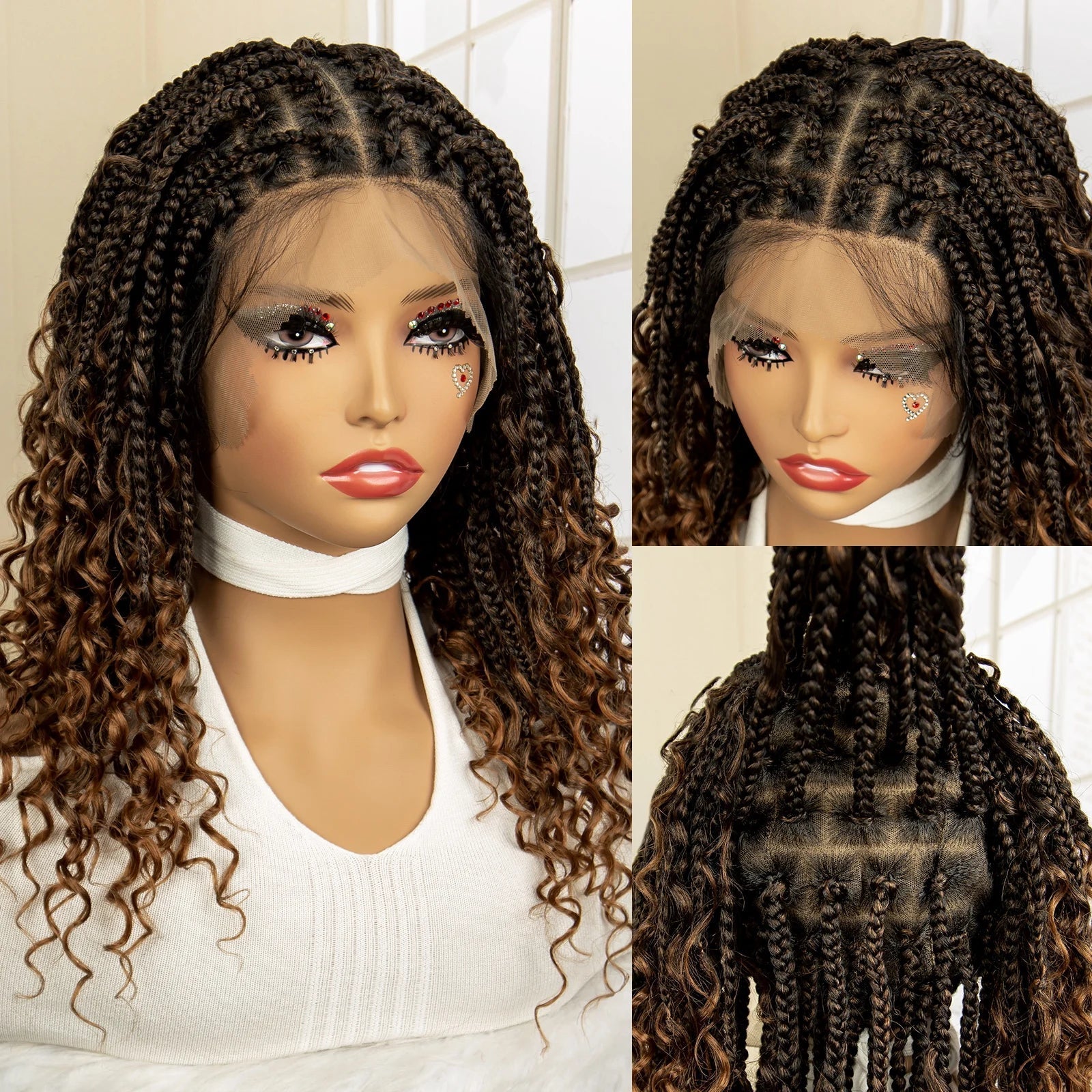 14" Burgundy Box Braids Wig | Full Lace | Kanekalon Fiber | Boho Braids | For Women