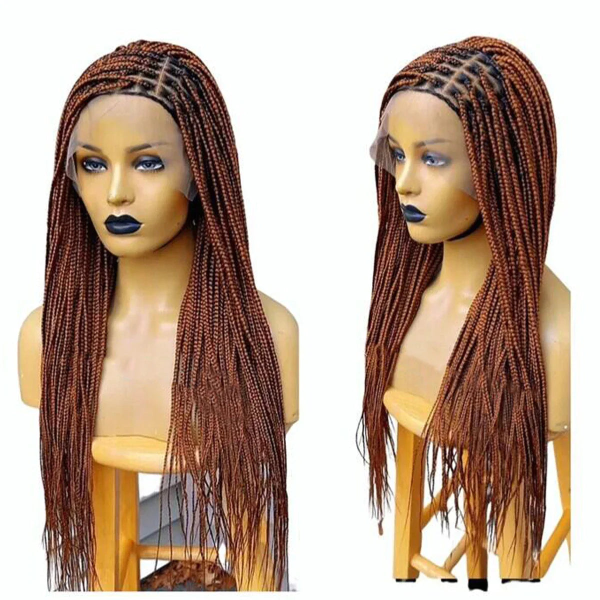 28" Platinum Grey Box Braided Wig | Full Lace | Kanekalon Synthetic Hair | Choose Lace Color