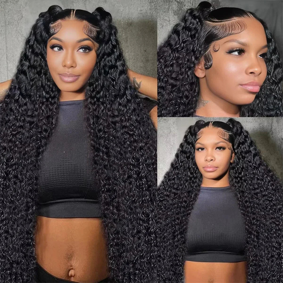 200% Density Deep Wave Curly HD Lace Frontal Wig | 13x6 Glueless Water Wave & 13x4 Pre-Plucked Human Hair Lace Front Wigs (30-40 Inch)