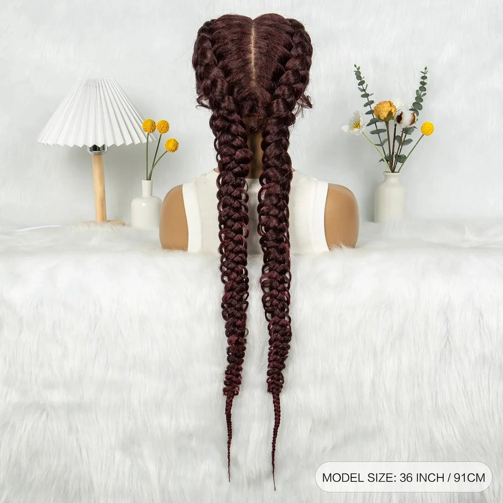 36" Twisted Braids Lace Front Wig | 13x1 | Senegalese Twist | Baby Hair | Handmade Synthetic Braids