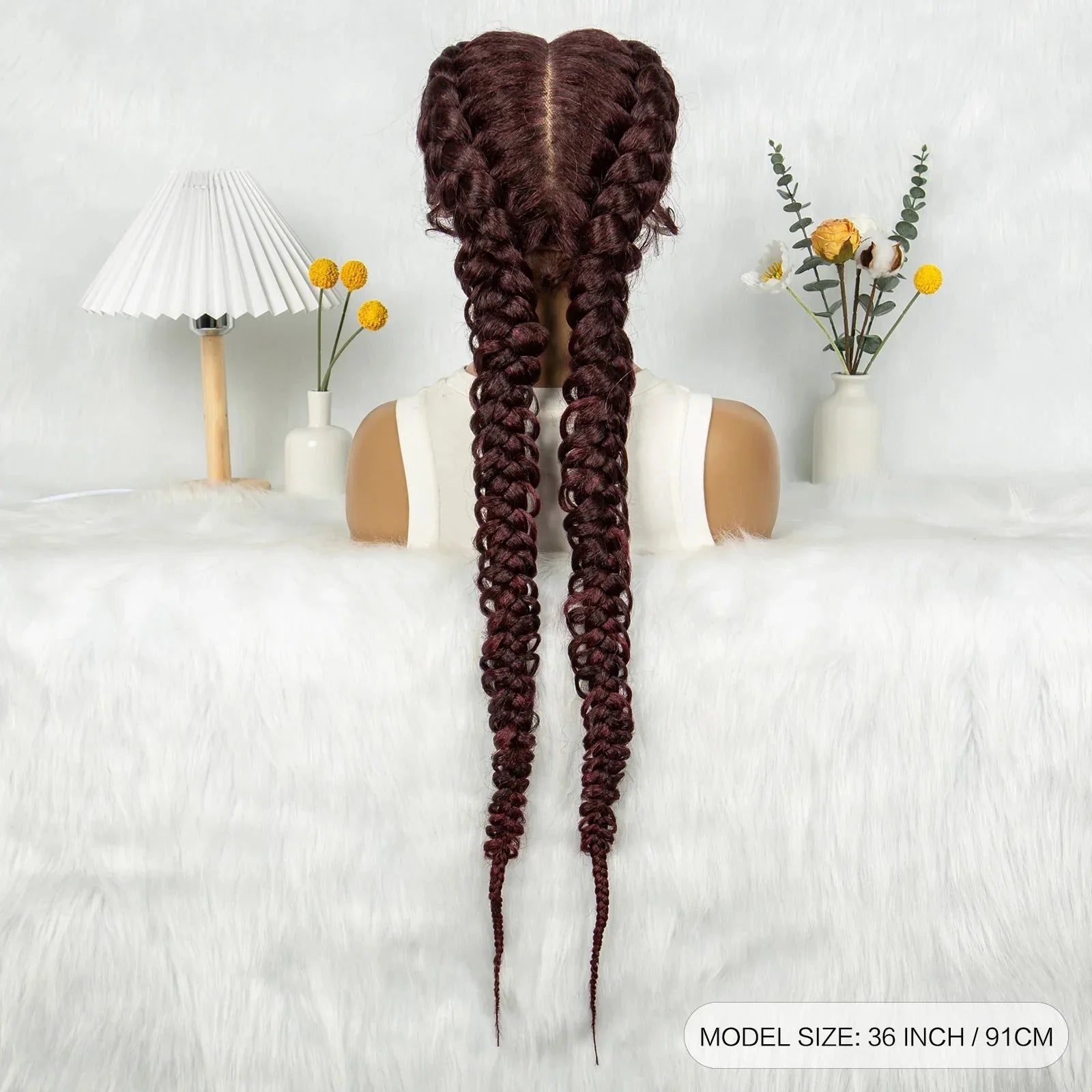 36" Twisted Braids Lace Front Wig | 13x1 | Senegalese Twist | Baby Hair | Handmade Synthetic Braids