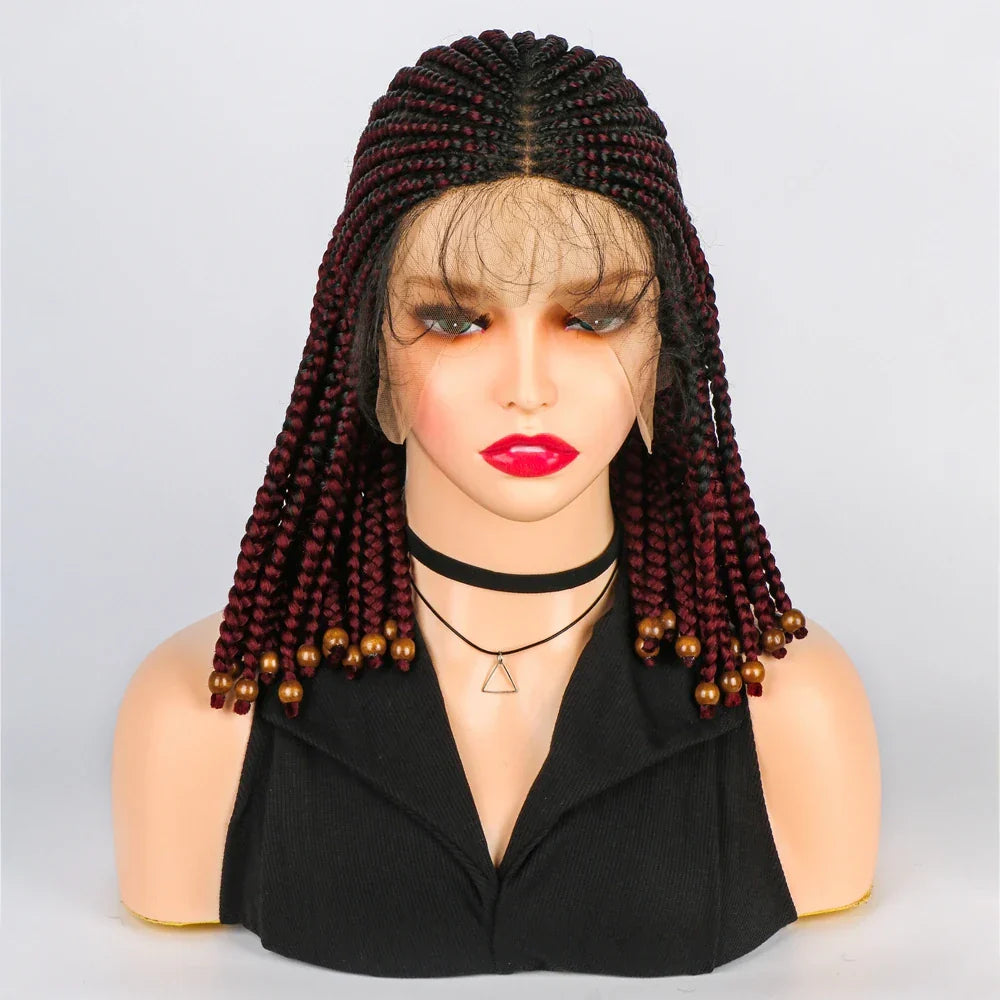 14" Short Braided Bob Wig | Lace Front | Heat Resistant | Black Women