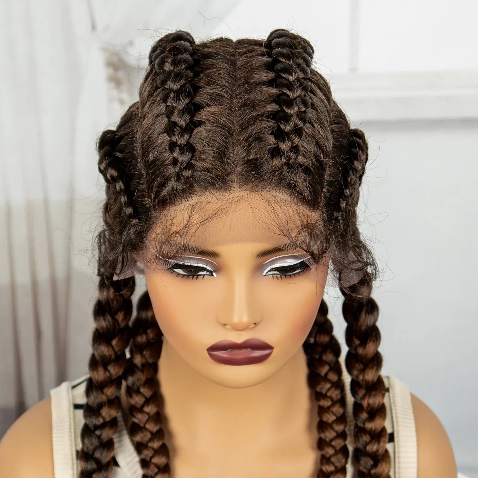 36" Natural Cornrow Braids Wig | Lace Front | Baby Hair | Long Braids