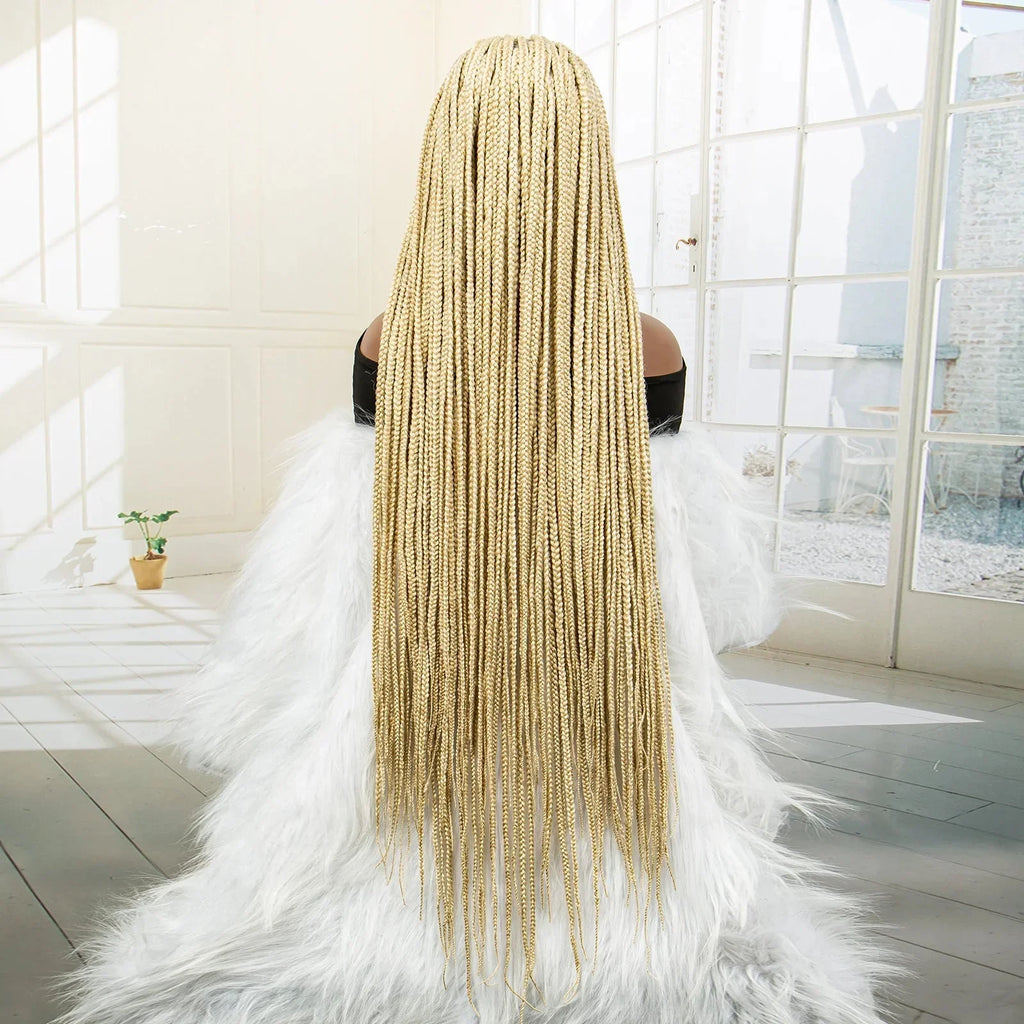 350# Blonde HD Full Lace Braided Wig | Knotless Box Cornrows | Crochet Braids | Synthetic Braids for Black Women