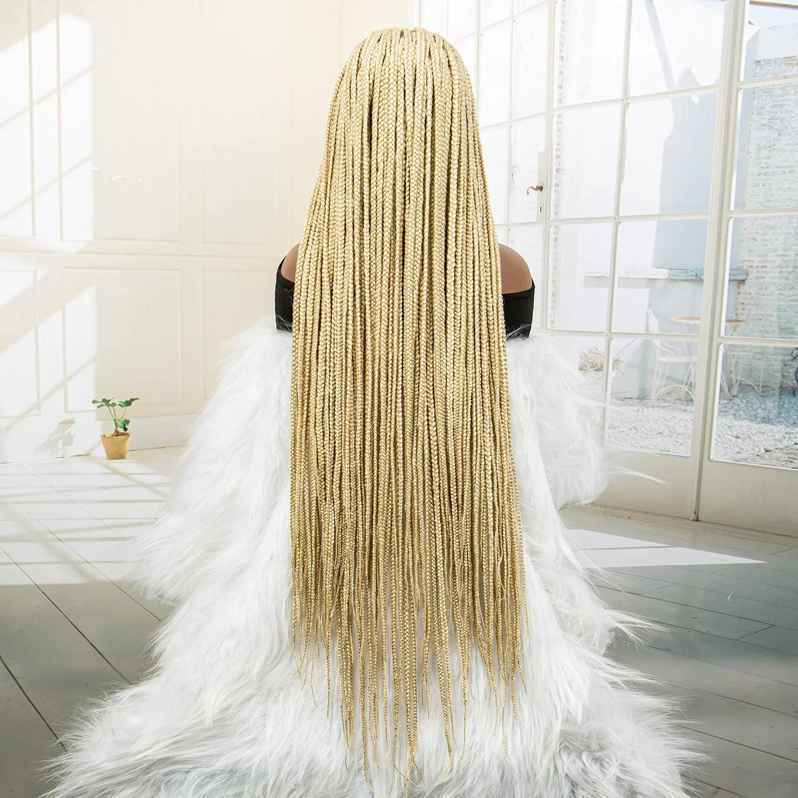 350# Blonde HD Full Lace Braided Wig | Knotless Box Cornrows | Crochet Braids | Synthetic Braids for Black Women