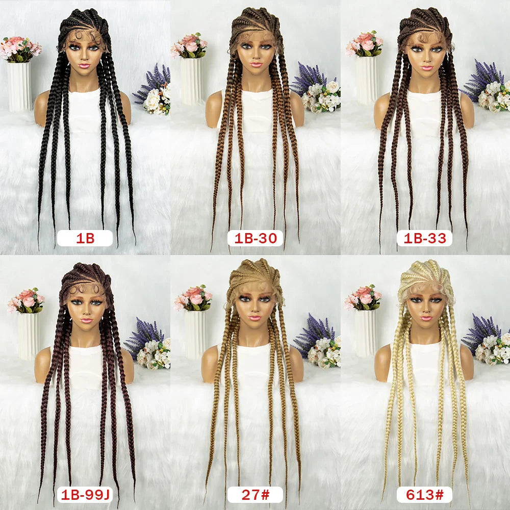 36" Blonde Knotless Box & Cornrow Braids Wig | Lace Front