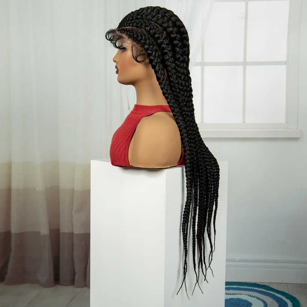 32" Natural Cornrow Knotless Braids Wig | Full Lace | Baby Hair