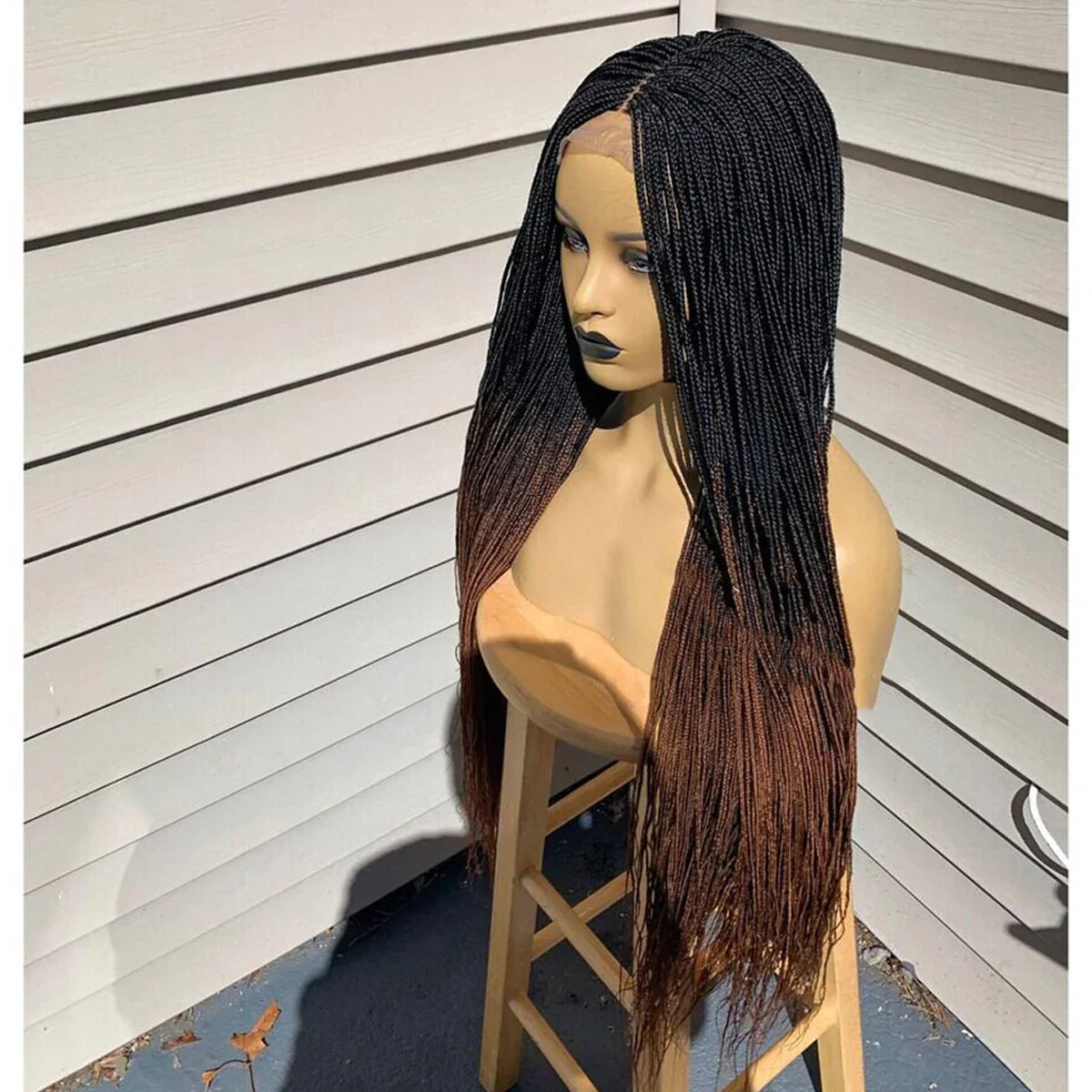 28" Platinum Grey Box Braided Wig | Full Lace | Kanekalon Synthetic Hair | Choose Lace Color