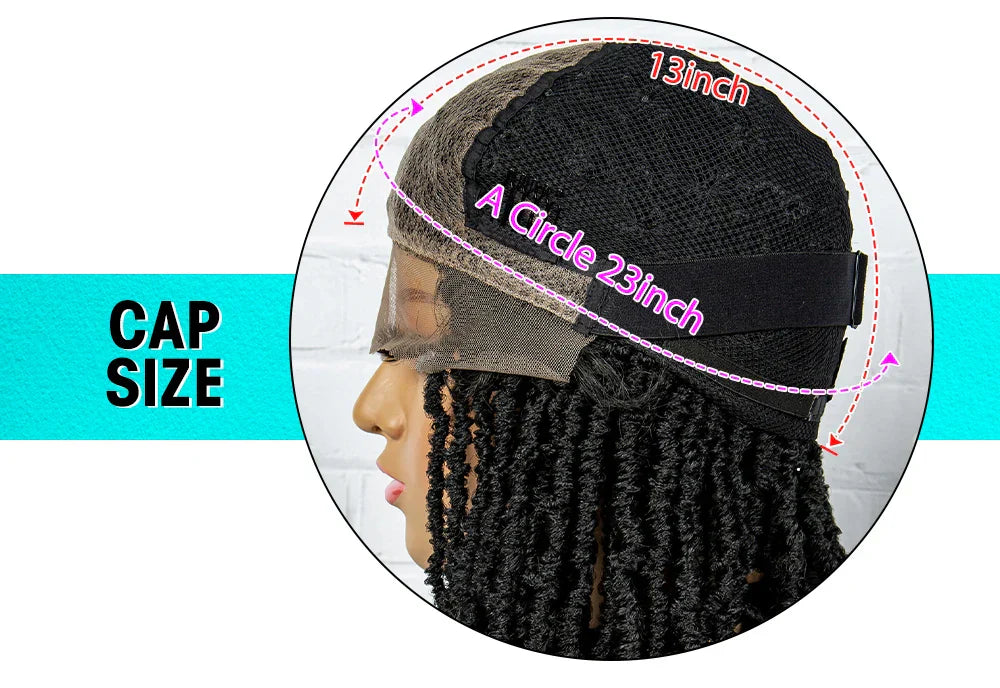 14" Knotless Butterfly Locs Lace Front Wig | Synthetic Dreadlock Braids | Black Women