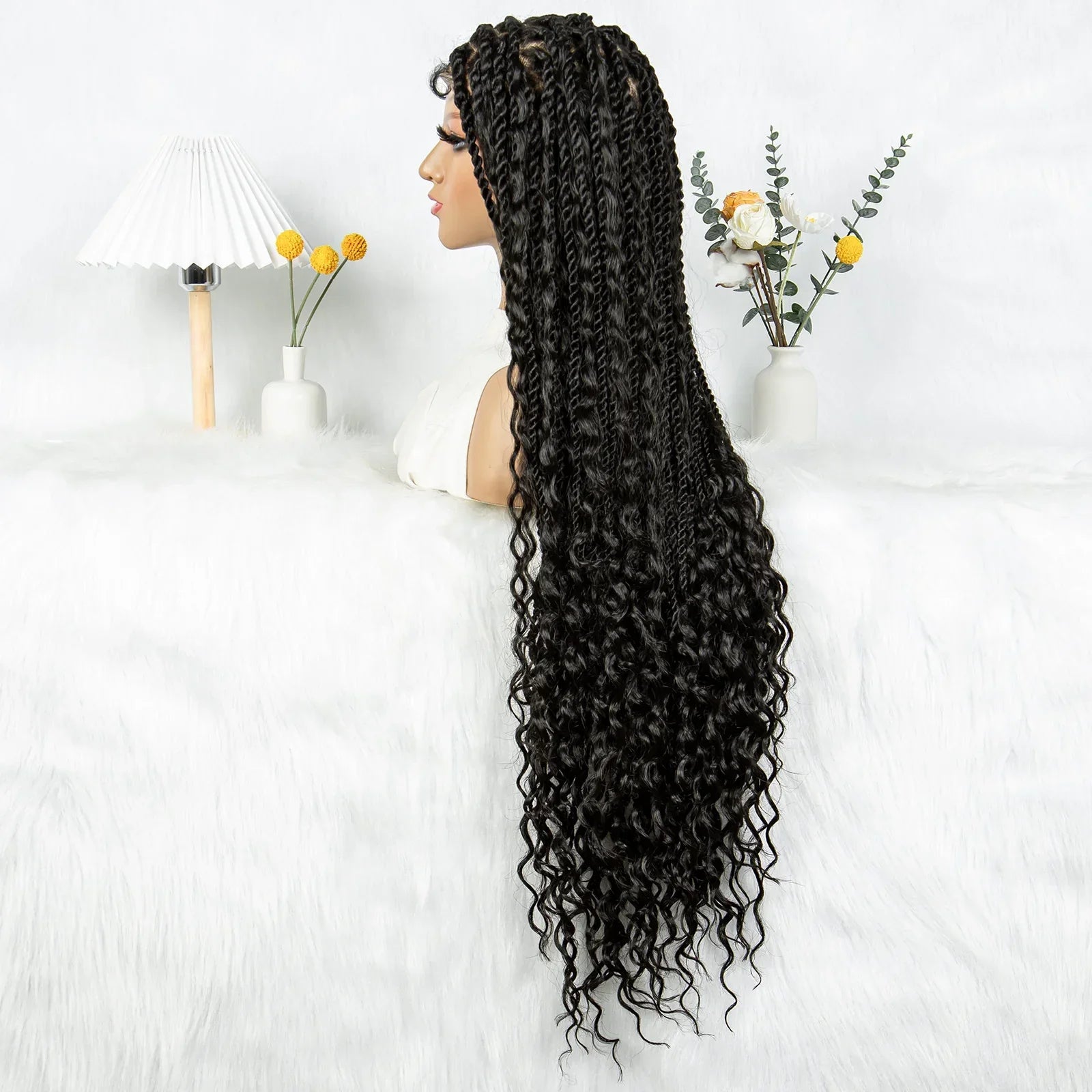 36" Long Island Twist Braided Wig - Knotless Synthetic Full Lace with Baby Hair
