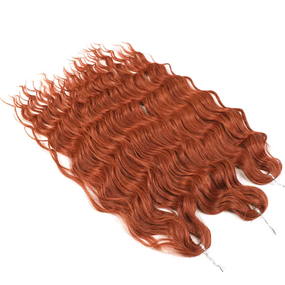 24" Orange Twist Crochet Hair | Synthetic Deep Wave Braiding Hair Extensions | Water Wave Hair | Heat Resistant Fiber | 60 Strands/Pack