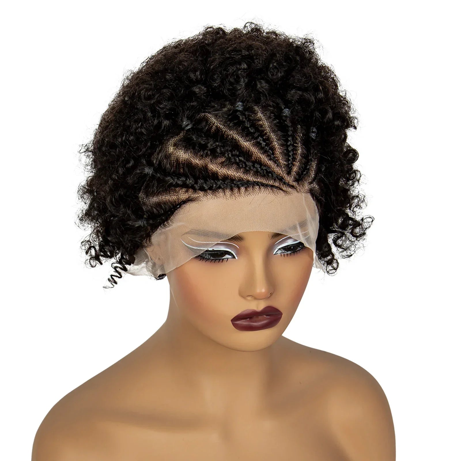 350# Ginger Orange Synthetic Knotless Braided Wig | 13x4 Transparent Lace Front Short Afro Kinky Curly Braids