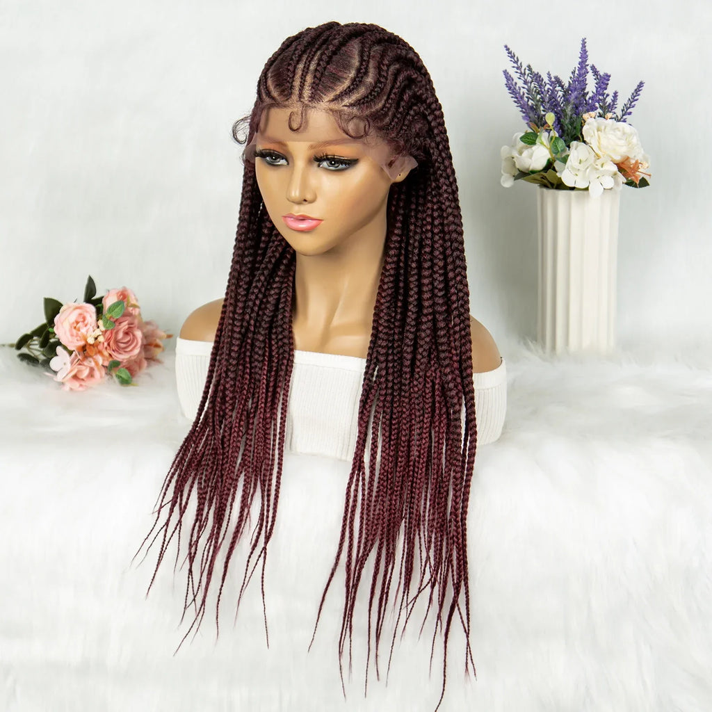13x6 Lace Front Faux Locs Braided Wig | Crochet Braids | Synthetic Locs | Black Women