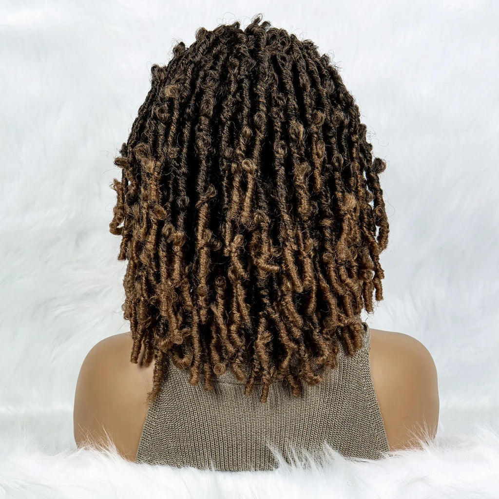 16" Short Knotless Butterfly Locs Wig | Synthetic Lace Front