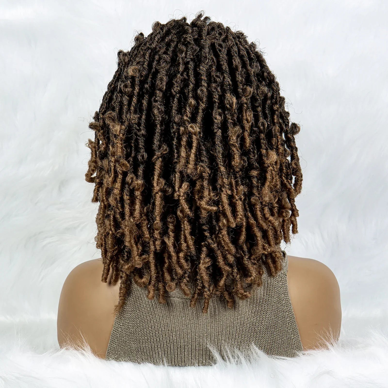 16" Short Knotless Butterfly Locs Wig | Synthetic Lace Front