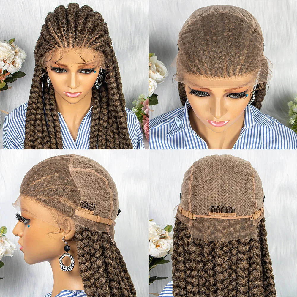 36" Box Braids Full Lace Wig | Baby Hair | Heat Resistant Synthetic Braids | Black Women