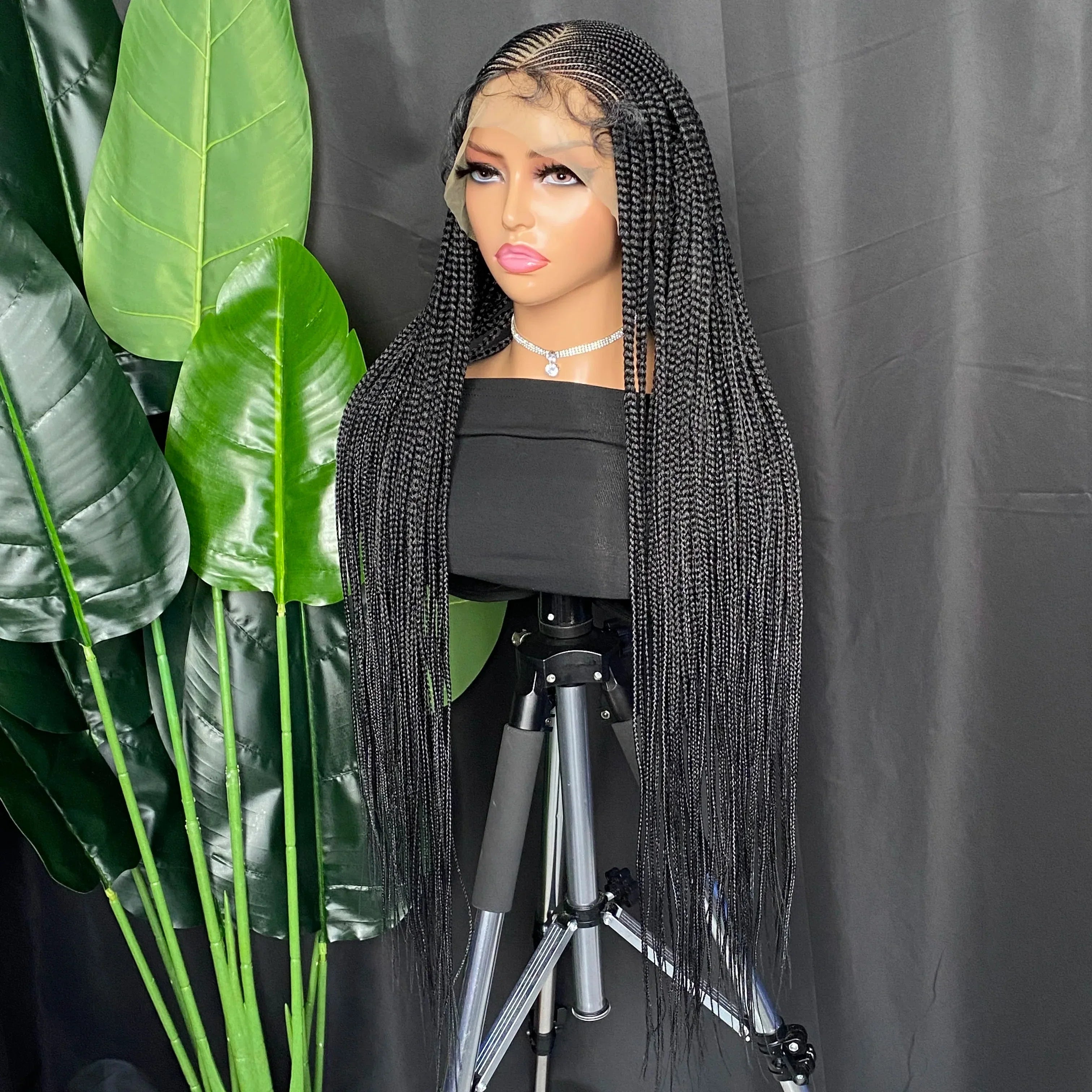 36" Cornrow Box Braided Lace Front Wig | 13x6 | Baby Hair | Synthetic Braids for Women