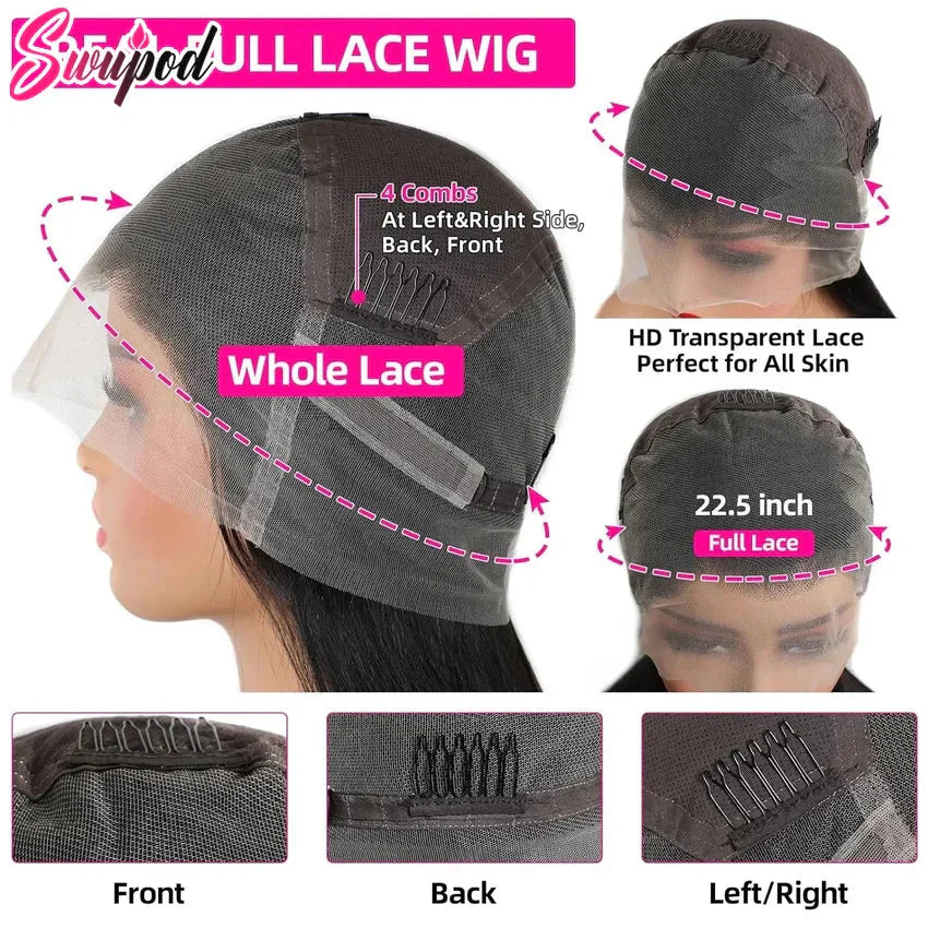 360 & 13x4/13x6 HD Lace Front Wig | Bone Straight | Brazilian Remy Hair | Transparent Lace