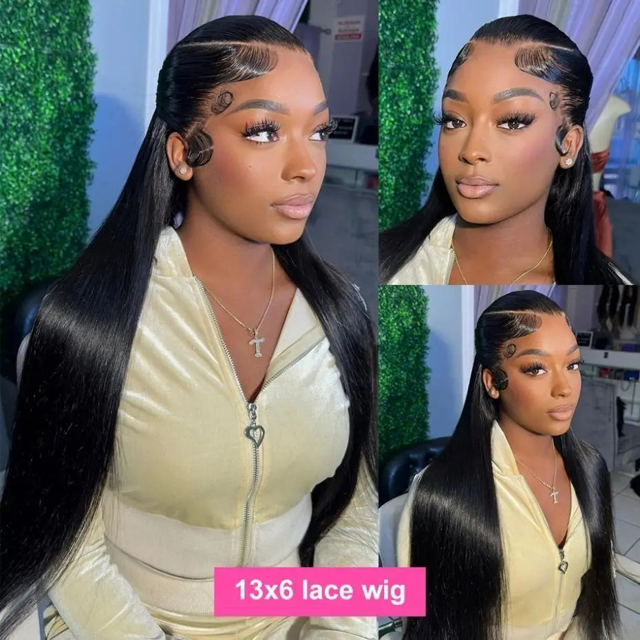 180% Density Straight Human Hair Wigs | HD 4x4 Lace Closure & 13x4/13x6 Lace Frontal Wig (Remy, 30-36 Inch Transparent Lace)