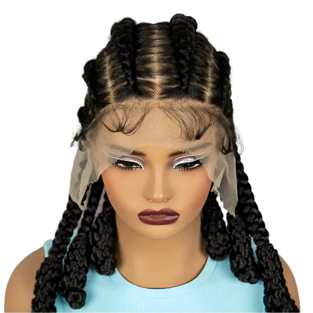 16" Natural Cornrow Braids Wig | Transparent Full Lace | Baby Hair