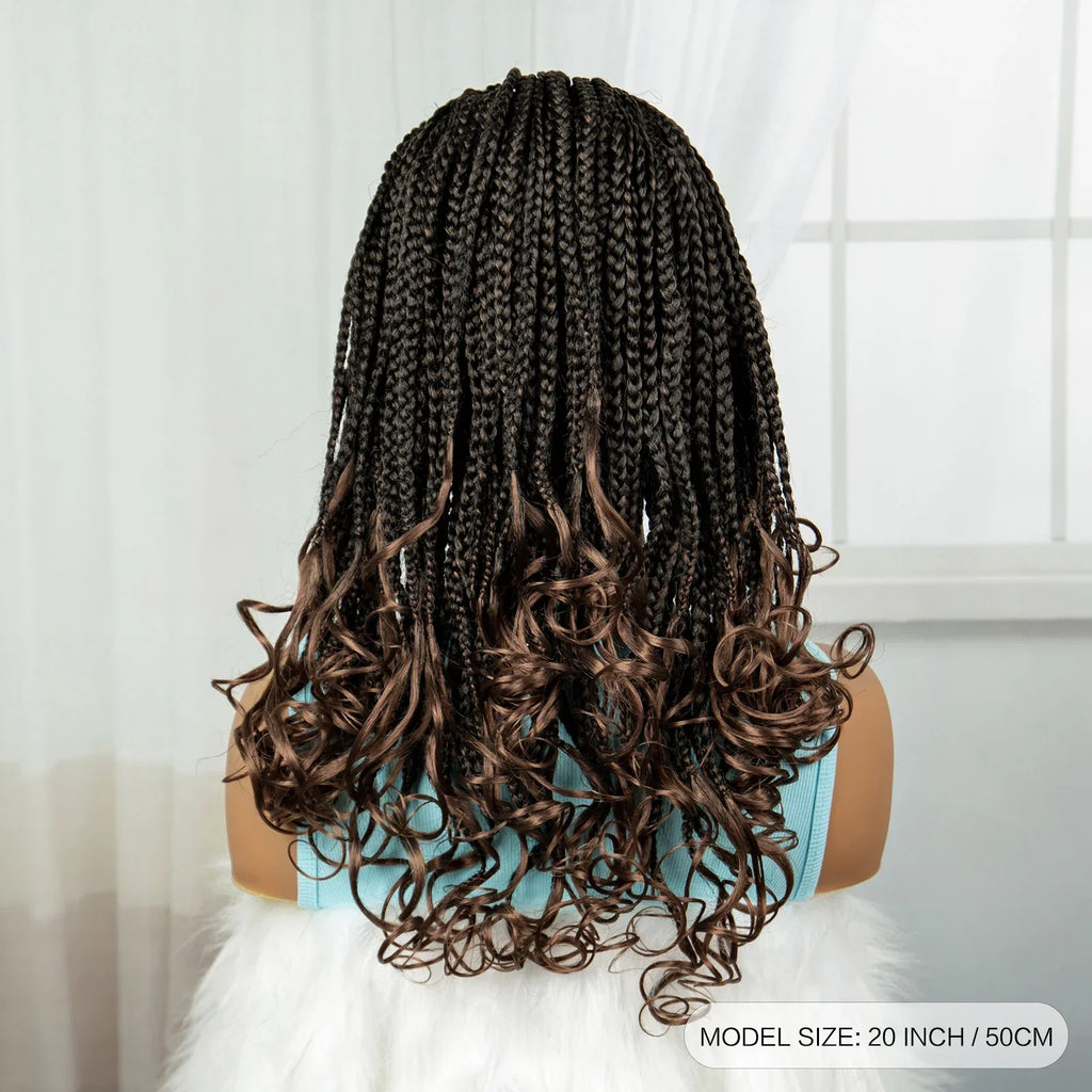 360° Full Lace Knotless Braids Wig with Wavy Ends | Baby Hair