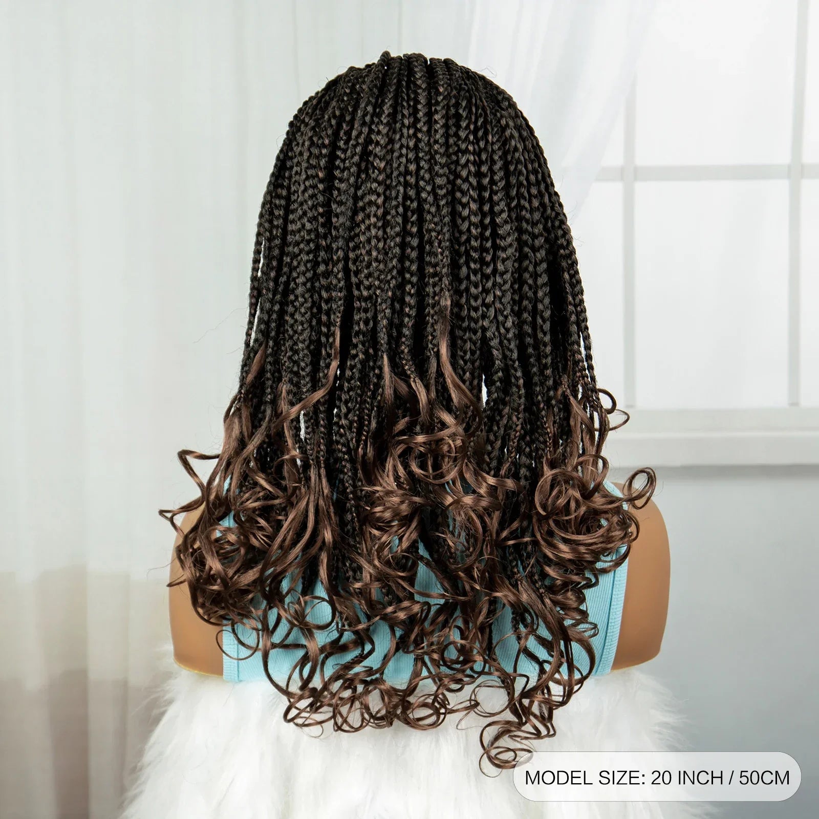 360° Full Lace Knotless Braids Wig with Wavy Ends | Baby Hair