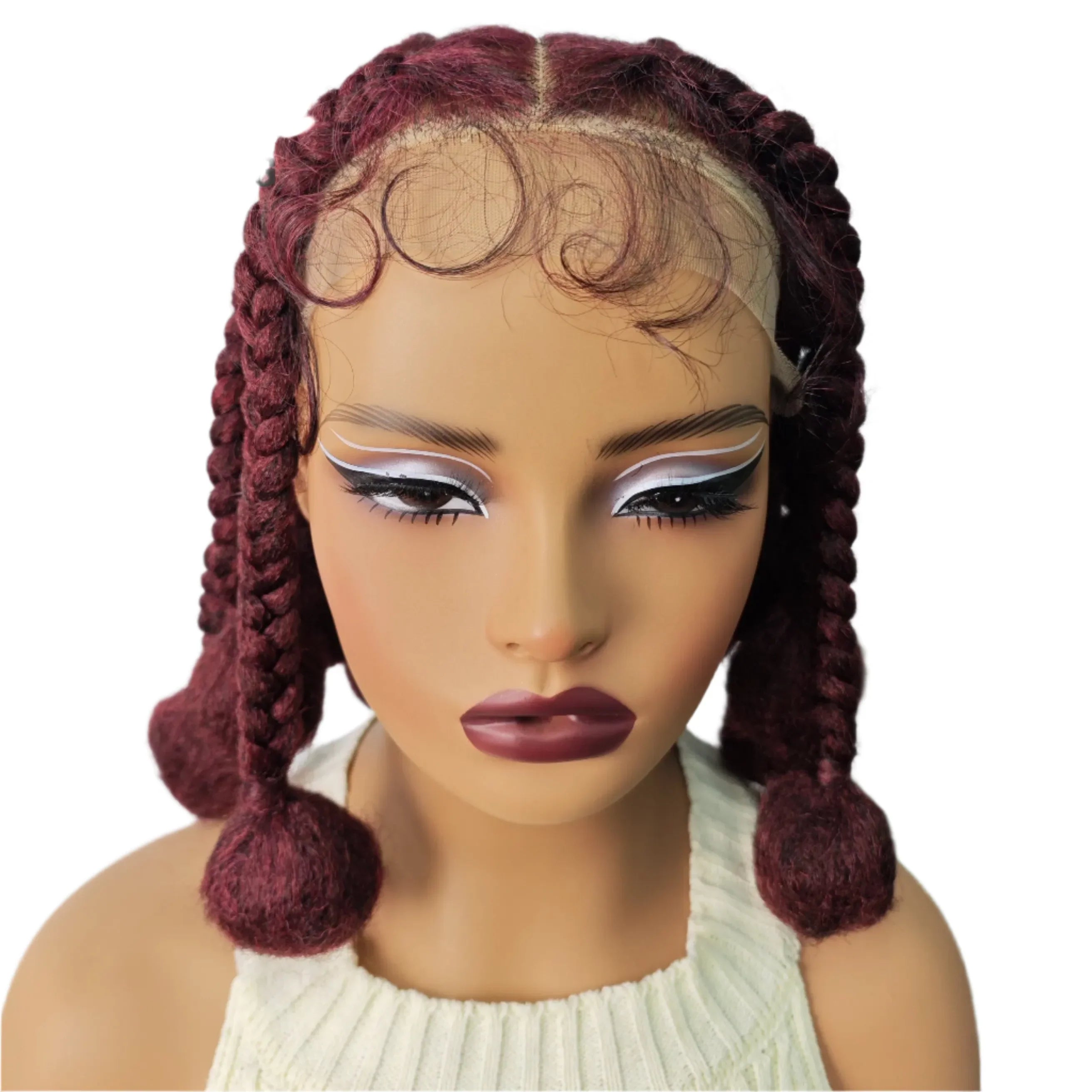 12" Ginger Orange Knotless Box Braiding Wig | Transparent Lace Front Synthetic Hair with Baby Hair