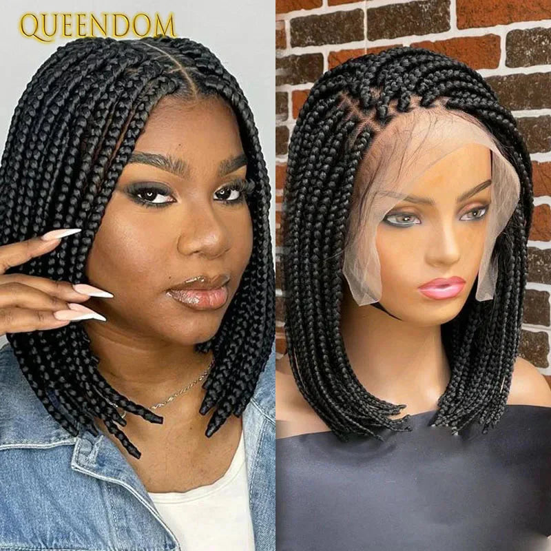 12" Short Bob Knotless Braids Wig | 360 Full Lace | Cornrows | Baby Hair | Synthetic