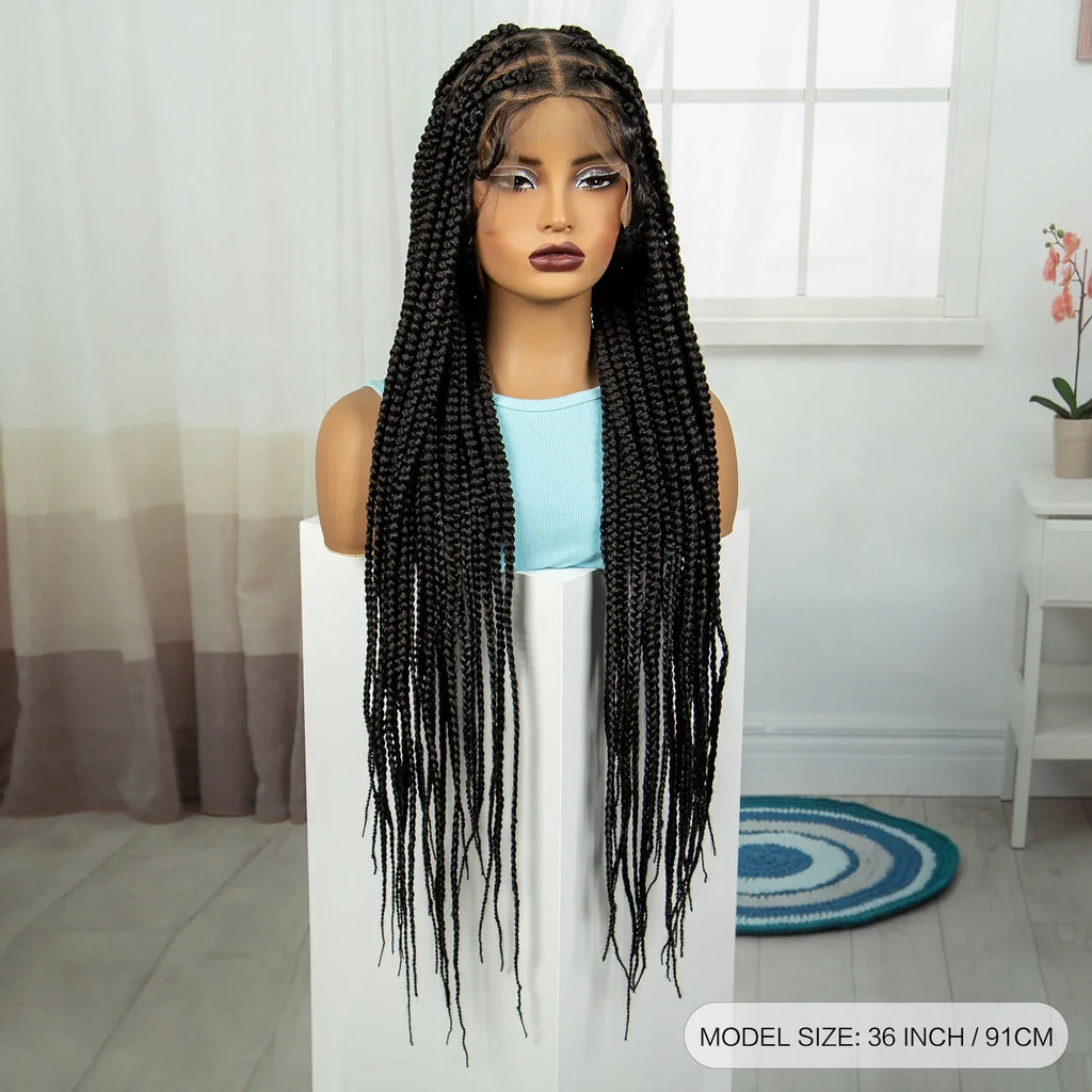 36" Knotless Box Braids Wig | Full Lace | Baby Hair | Natural Look