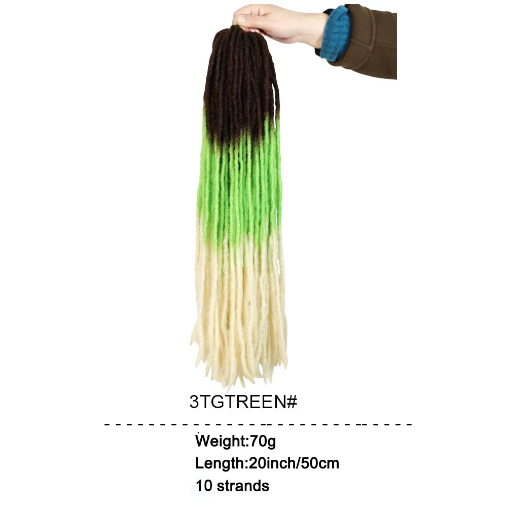 20-Inch Ombre Soft Dreadlocks Crochet Hair | Straight Synthetic Faux Locs for Black Women (Kanekalon Fiber)