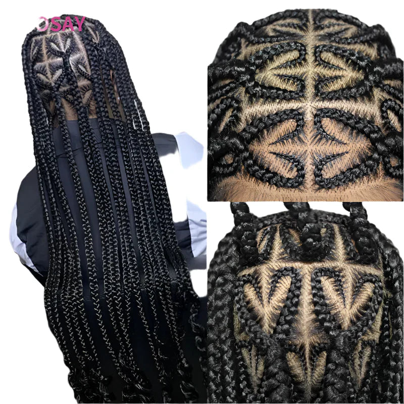 36" Heart Box Braids Lace Wig | Full Lace Cornrow Braids | Synthetic Braided Wig for Black Women | Clearance