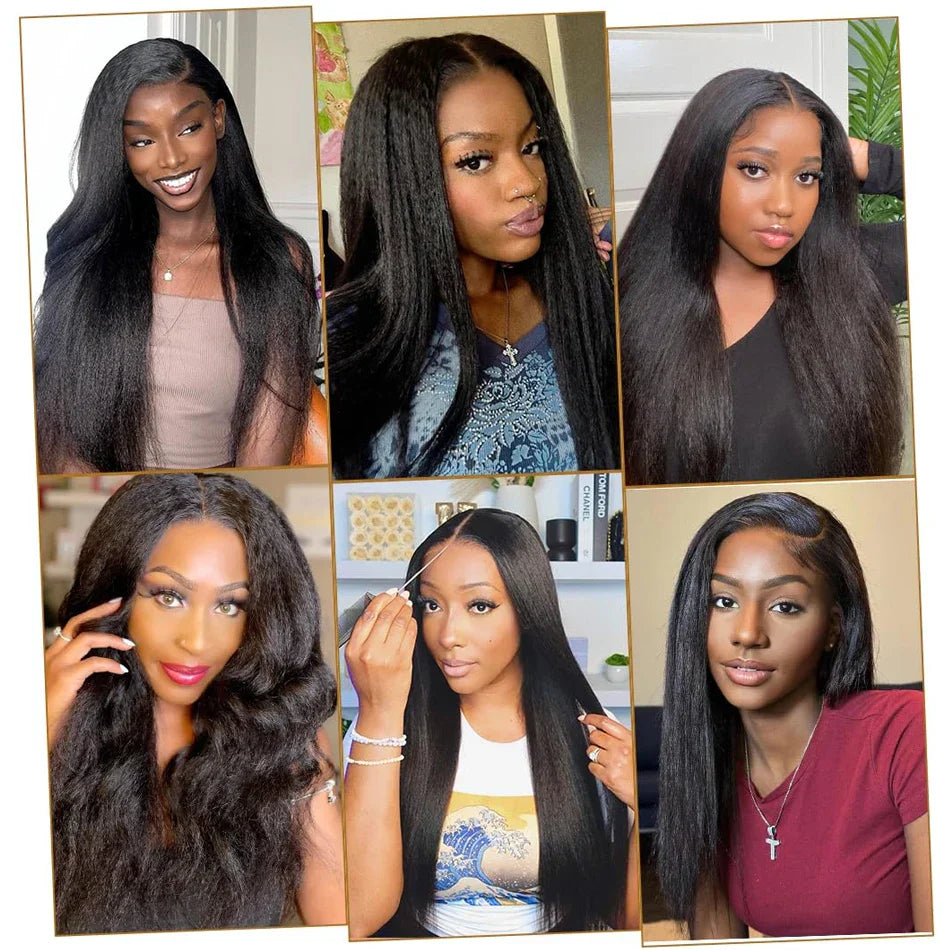 13x4 Glueless Kinky Straight Long Human Hair Wig | Brazilian Virgin Hair | Pre-Plucked | With Baby Hair