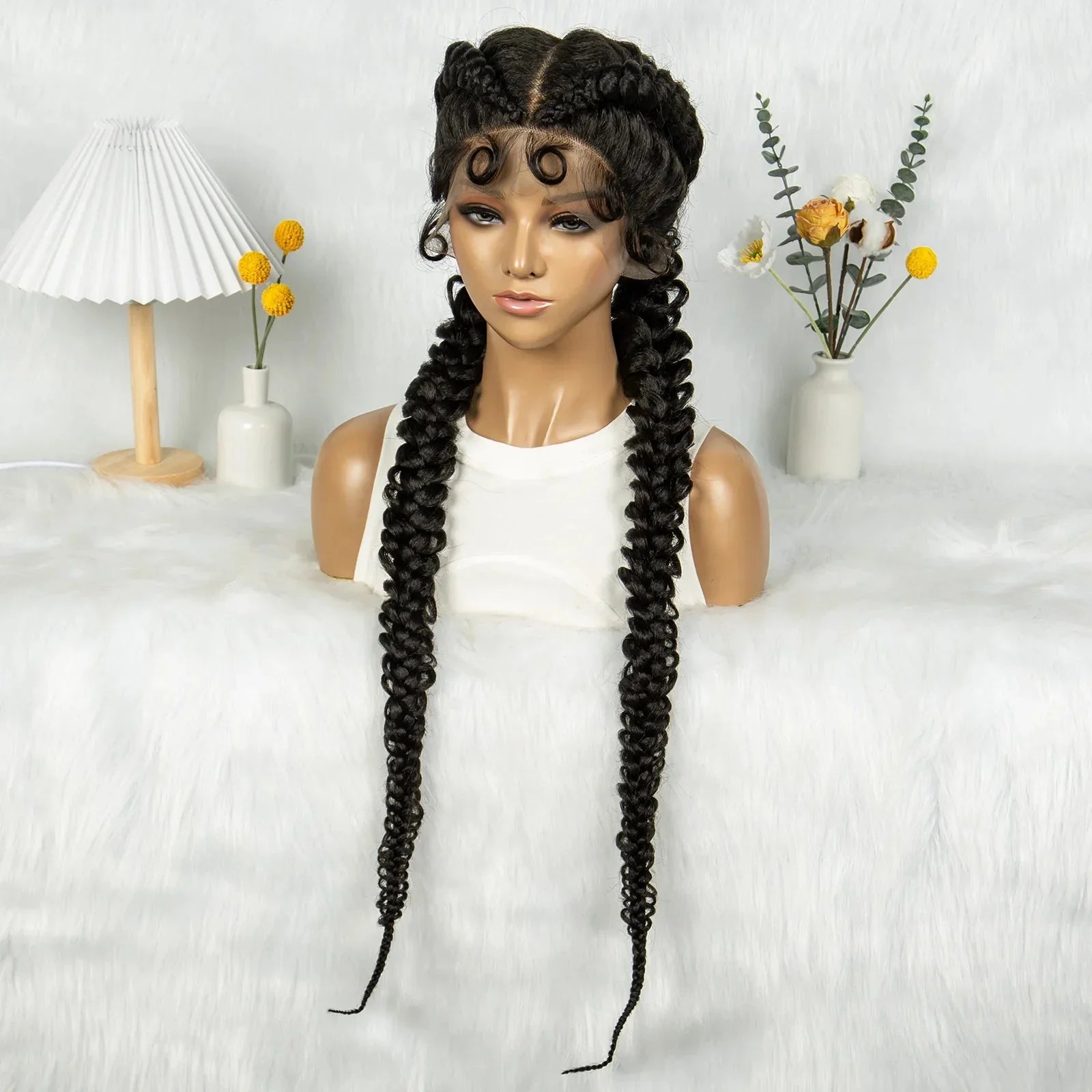 36" Twisted Braids Lace Front Wig | 13x1 | Senegalese Twist | Baby Hair | Handmade Synthetic Braids