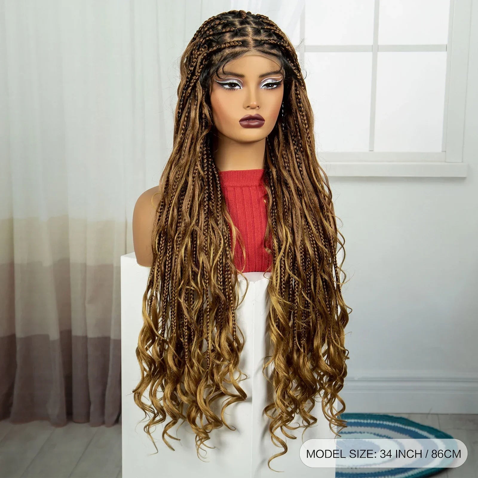 34" Boho Knotless Box Braids Wig | HD Full Lace | Ombre Twist | Baby Hair